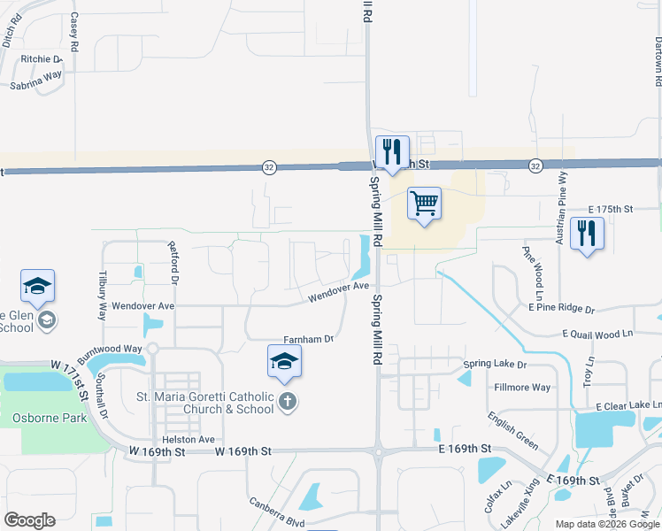 map of restaurants, bars, coffee shops, grocery stores, and more near 500 Bigleaf Maple Way in Westfield