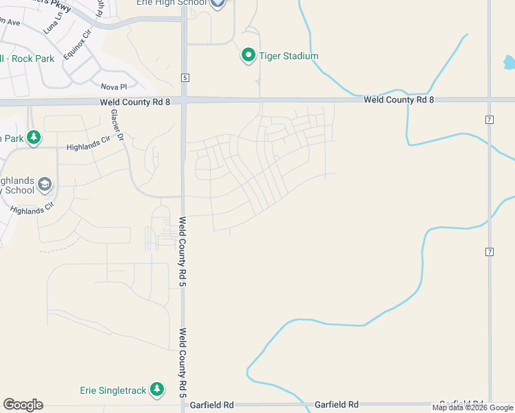 map of restaurants, bars, coffee shops, grocery stores, and more near 2240-2832 County Road 5 in Erie