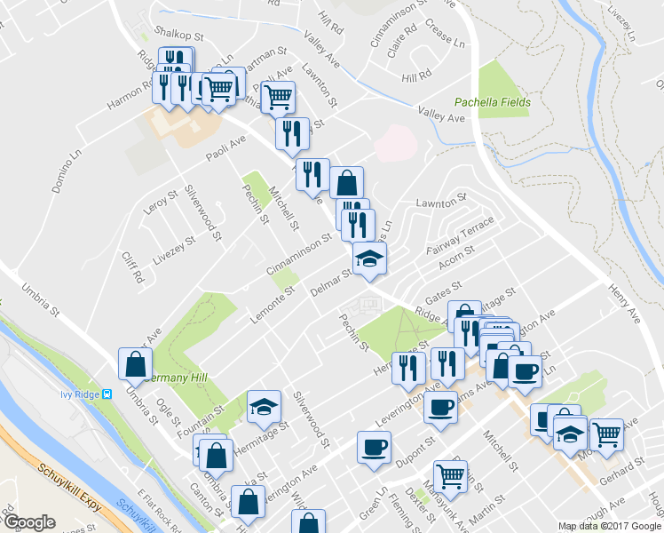 map of restaurants, bars, coffee shops, grocery stores, and more near 441 Lemonte Street in Philadelphia