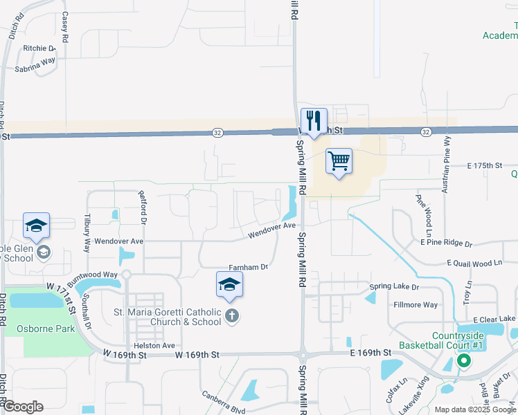map of restaurants, bars, coffee shops, grocery stores, and more near 501 Canyon Maple Court in Westfield