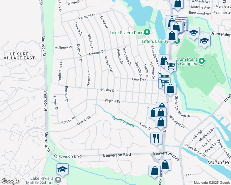 map of restaurants, bars, coffee shops, grocery stores, and more near 266 Huxley Drive in Brick
