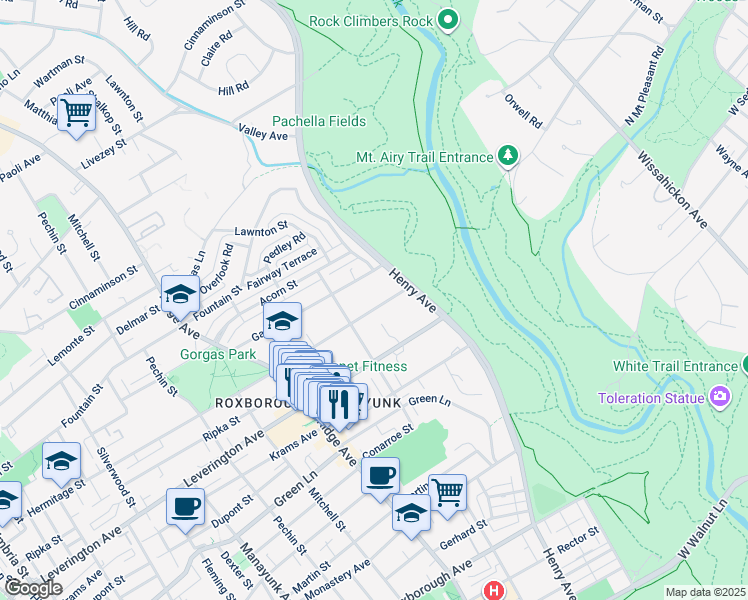 map of restaurants, bars, coffee shops, grocery stores, and more near 632 Hermitage Street in Philadelphia