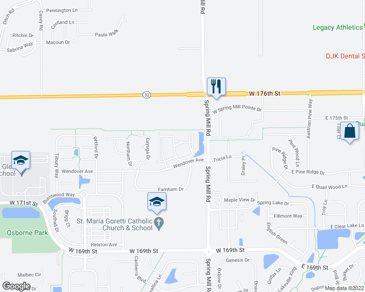 map of restaurants, bars, coffee shops, grocery stores, and more near 501 Canyon Maple Court in Westfield