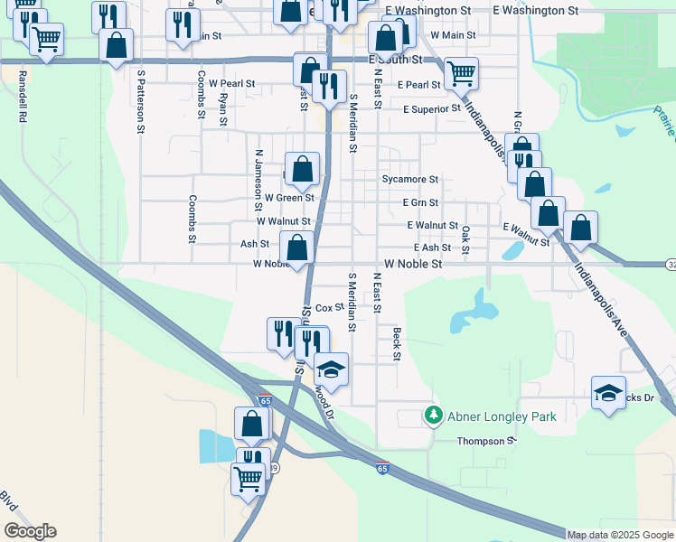 map of restaurants, bars, coffee shops, grocery stores, and more near 118 East Noble Street in Lebanon