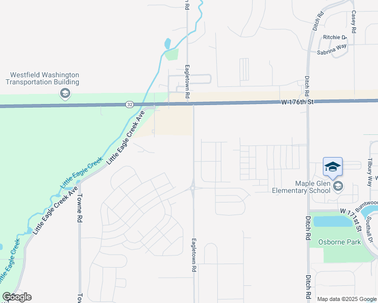 map of restaurants, bars, coffee shops, grocery stores, and more near 17338 Eagletown Road in Westfield