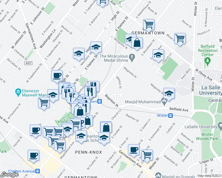 map of restaurants, bars, coffee shops, grocery stores, and more near 5624 Utah Street in Philadelphia