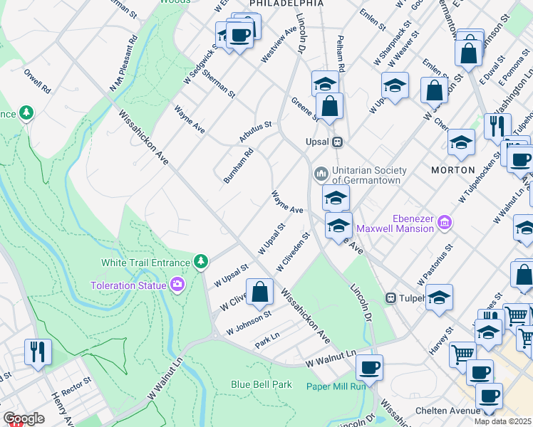 map of restaurants, bars, coffee shops, grocery stores, and more near 612 West Hortter Street in Philadelphia