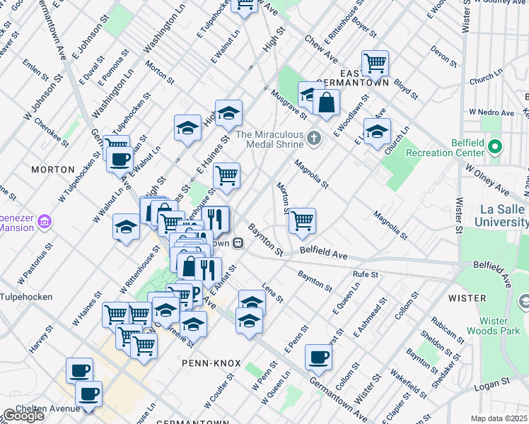 map of restaurants, bars, coffee shops, grocery stores, and more near 5624 Utah Street in Philadelphia