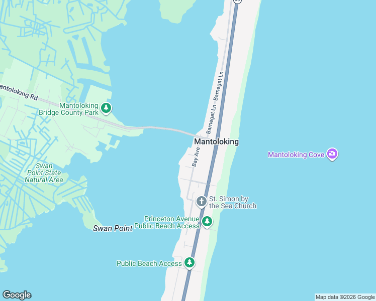 map of restaurants, bars, coffee shops, grocery stores, and more near 1204 Bay Avenue in Mantoloking