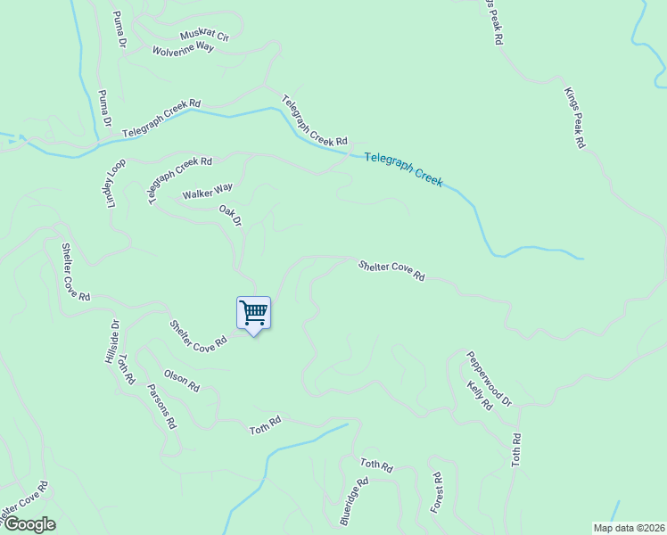 map of restaurants, bars, coffee shops, grocery stores, and more near 7009 Shelter Cove Road in Whitethorn