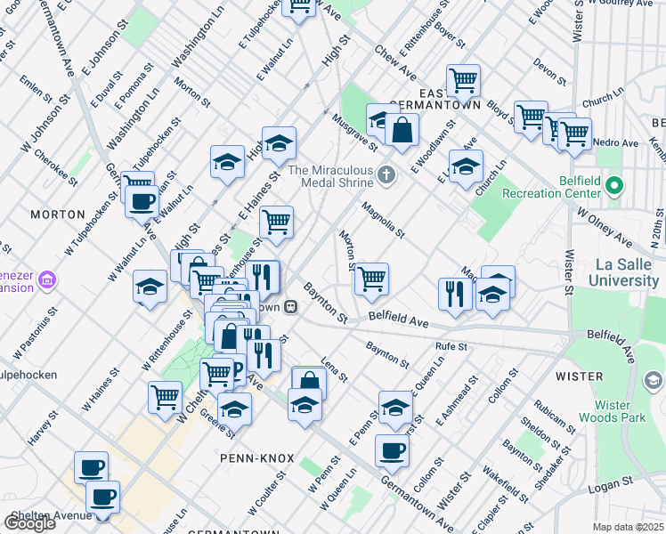 map of restaurants, bars, coffee shops, grocery stores, and more near 5630 Heiskell Street in Philadelphia