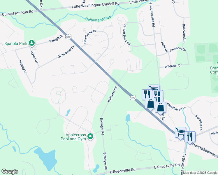 map of restaurants, bars, coffee shops, grocery stores, and more near 706 North Haines Circle in Downingtown