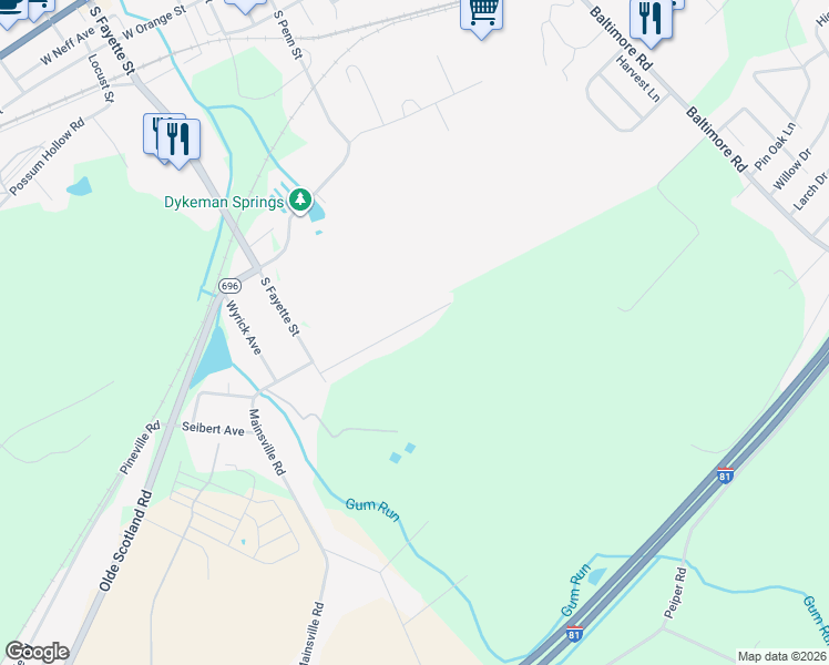 map of restaurants, bars, coffee shops, grocery stores, and more near 42 Scrafford Street in Shippensburg