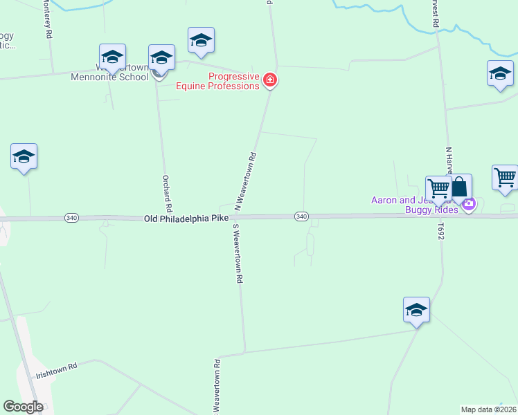 map of restaurants, bars, coffee shops, grocery stores, and more near 3013 Old Philadelphia Pike in Bird in Hand