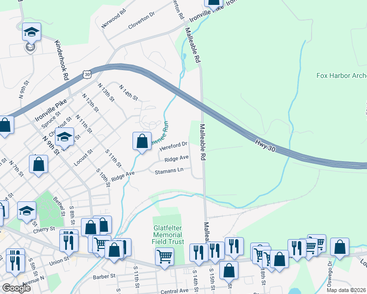 map of restaurants, bars, coffee shops, grocery stores, and more near 220 Pheasant Drive in Columbia