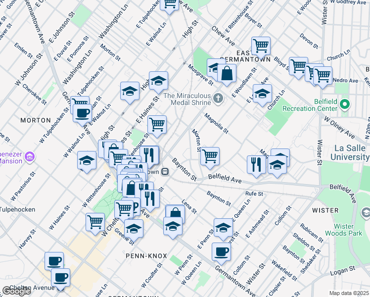 map of restaurants, bars, coffee shops, grocery stores, and more near 5632 Utah Street in Philadelphia
