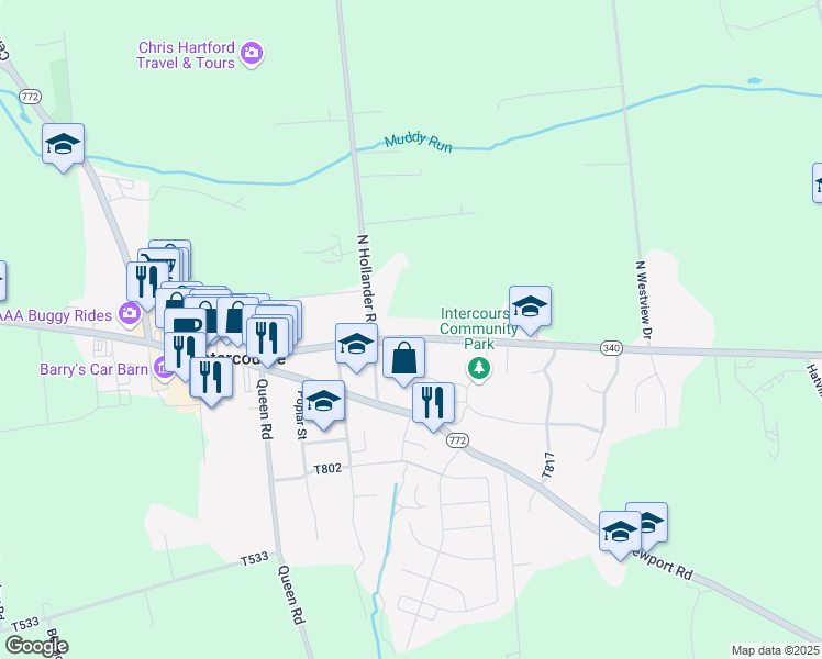 map of restaurants, bars, coffee shops, grocery stores, and more near 3707 Old Philadelphia Pike in Gordonville