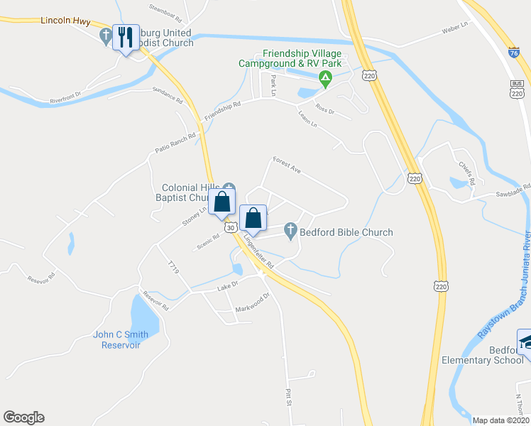 map of restaurants, bars, coffee shops, grocery stores, and more near 2 Reed Boulevard in Bedford