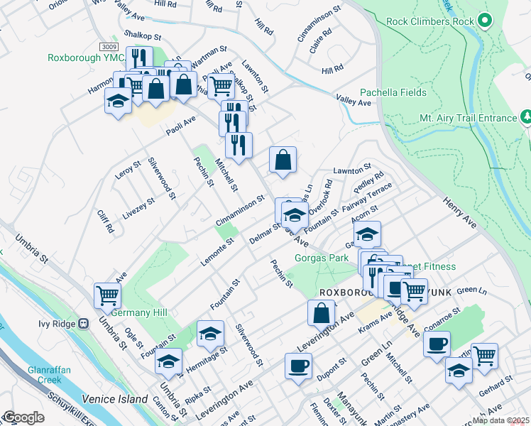 map of restaurants, bars, coffee shops, grocery stores, and more near 442 Lemonte Street in Philadelphia