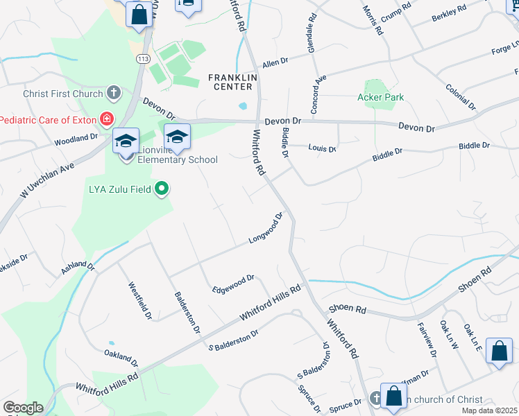 map of restaurants, bars, coffee shops, grocery stores, and more near 7 Arianna Lane in Exton