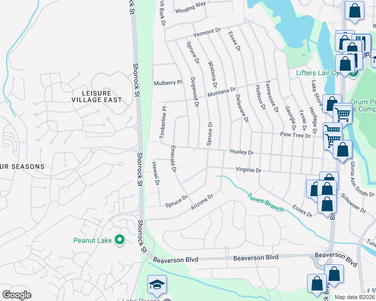 map of restaurants, bars, coffee shops, grocery stores, and more near 312 Huxley Drive in Brick Township