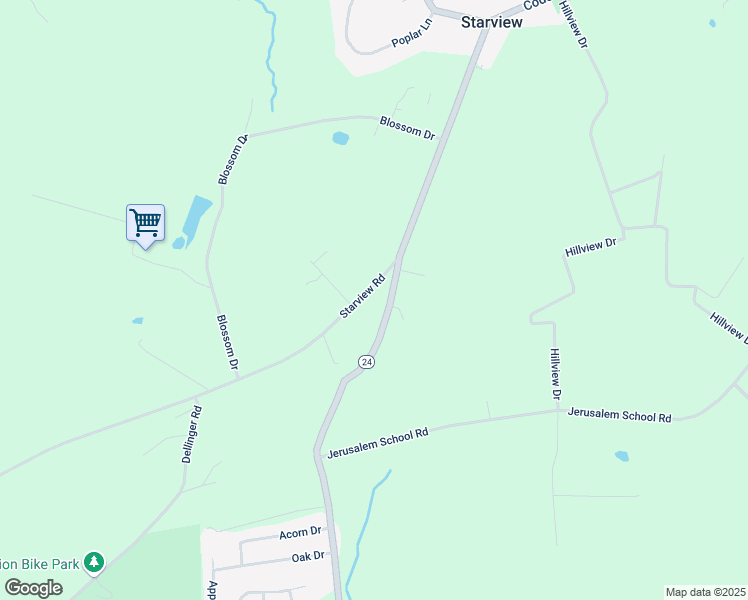 map of restaurants, bars, coffee shops, grocery stores, and more near 4525 Starview Road in Mount Wolf