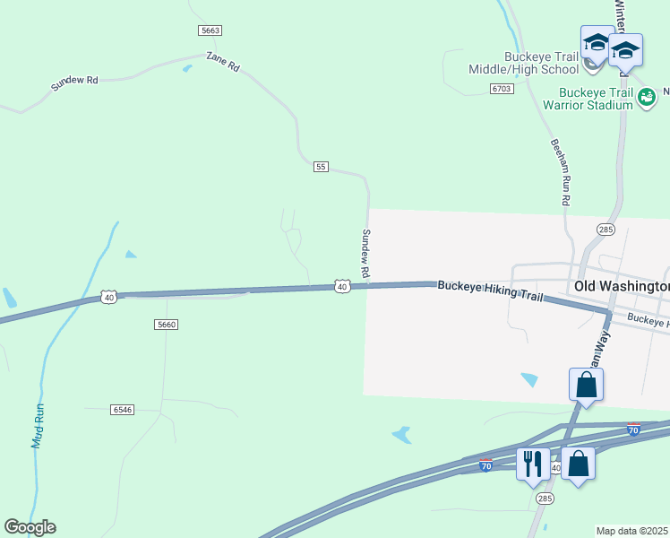 map of restaurants, bars, coffee shops, grocery stores, and more near 14840 Zane Road in Lore City