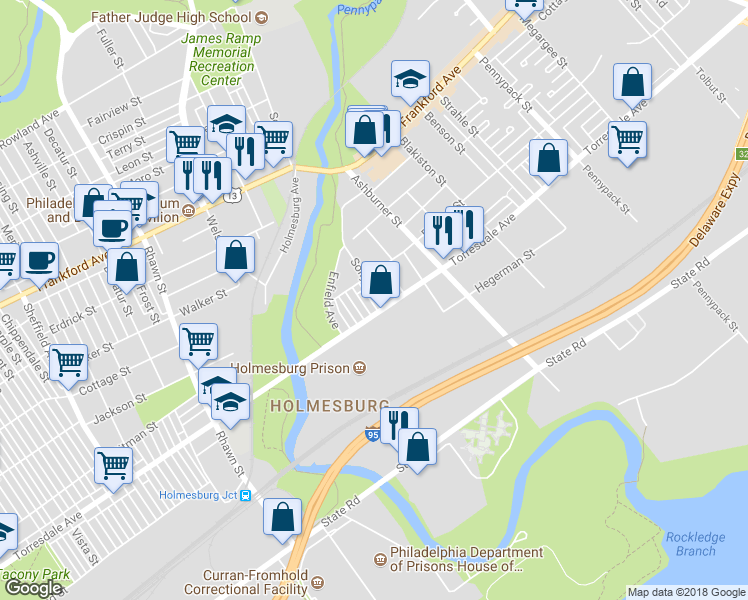 map of restaurants, bars, coffee shops, grocery stores, and more near 4630 Solly Avenue in Philadelphia