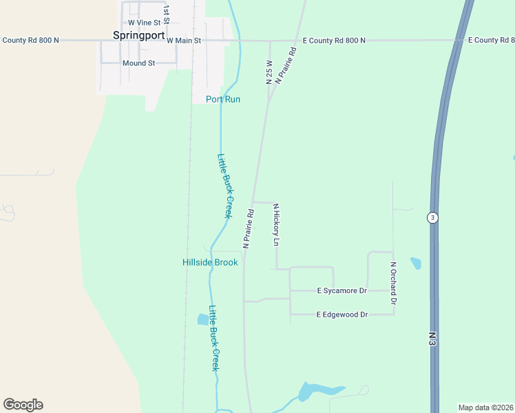 map of restaurants, bars, coffee shops, grocery stores, and more near 7291-7399 North Hickory Lane in Springport