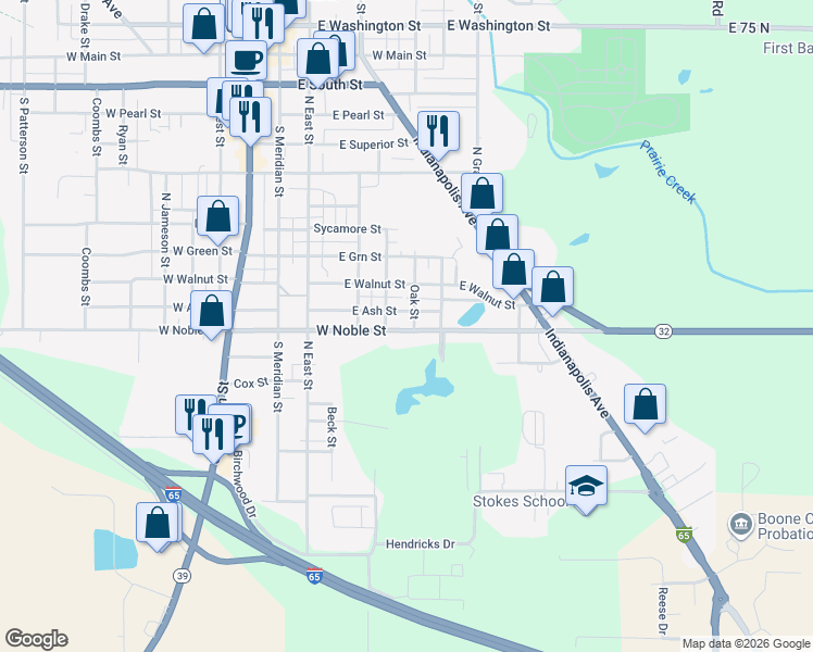 map of restaurants, bars, coffee shops, grocery stores, and more near 510 East Noble Street in Lebanon