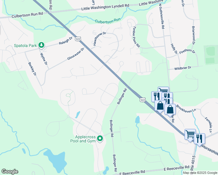 map of restaurants, bars, coffee shops, grocery stores, and more near 728 North Haines Circle in Downingtown