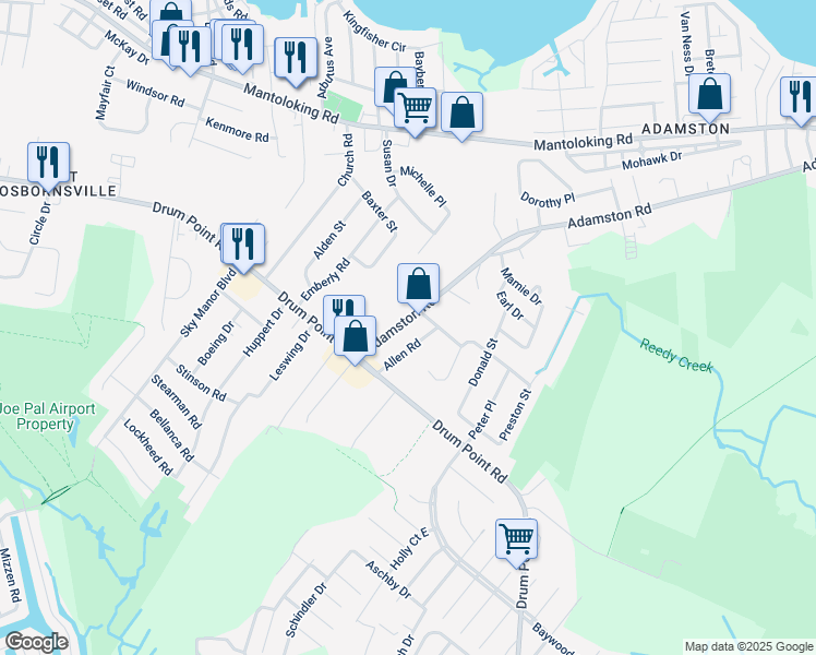 map of restaurants, bars, coffee shops, grocery stores, and more near 585 Adamston Road in Brick Township