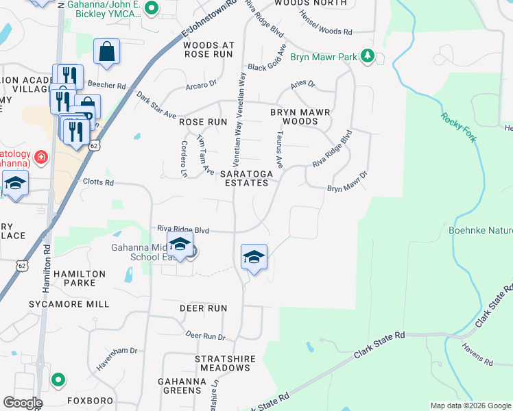 map of restaurants, bars, coffee shops, grocery stores, and more near 827 Pimlico Drive in Columbus