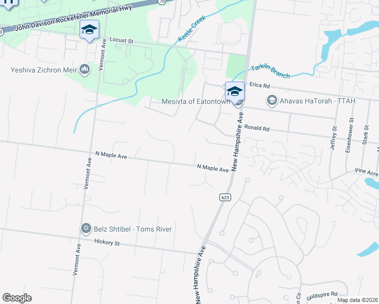map of restaurants, bars, coffee shops, grocery stores, and more near 2310 Autumn Drive in Toms River