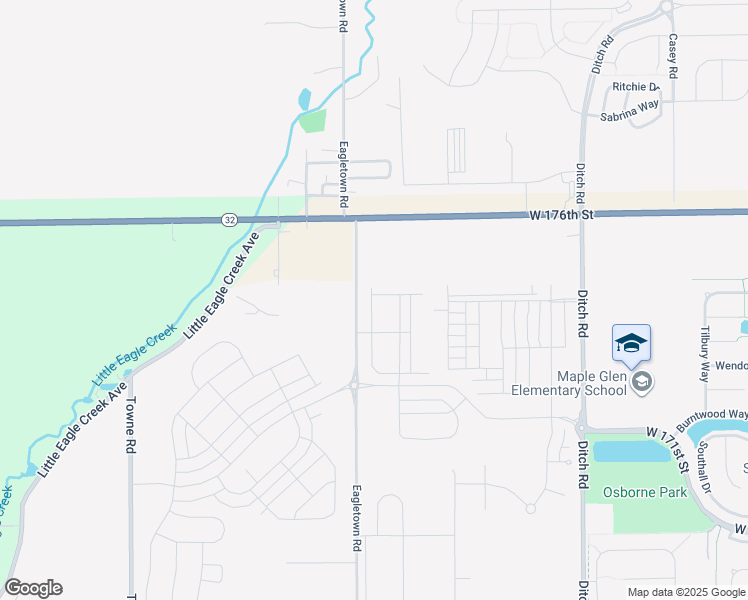 map of restaurants, bars, coffee shops, grocery stores, and more near 17406 Eagletown Road in Westfield