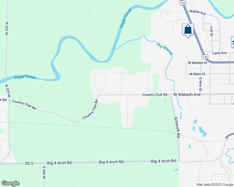 map of restaurants, bars, coffee shops, grocery stores, and more near 31 Deer Cliff Drive in Crawfordsville