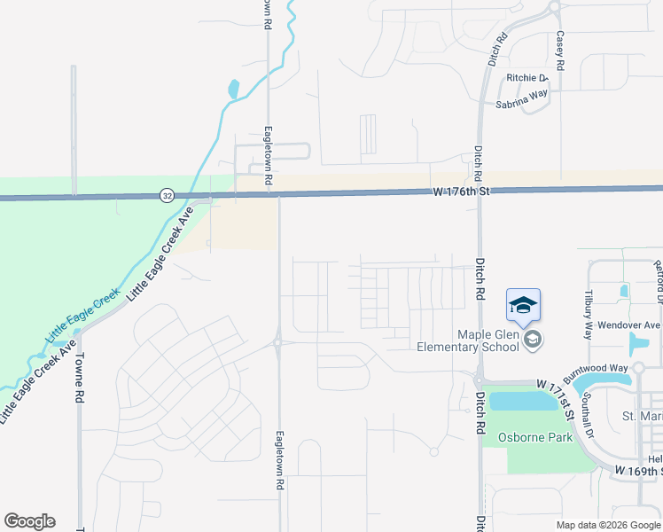 map of restaurants, bars, coffee shops, grocery stores, and more near 17406 Eagletown Road in Westfield