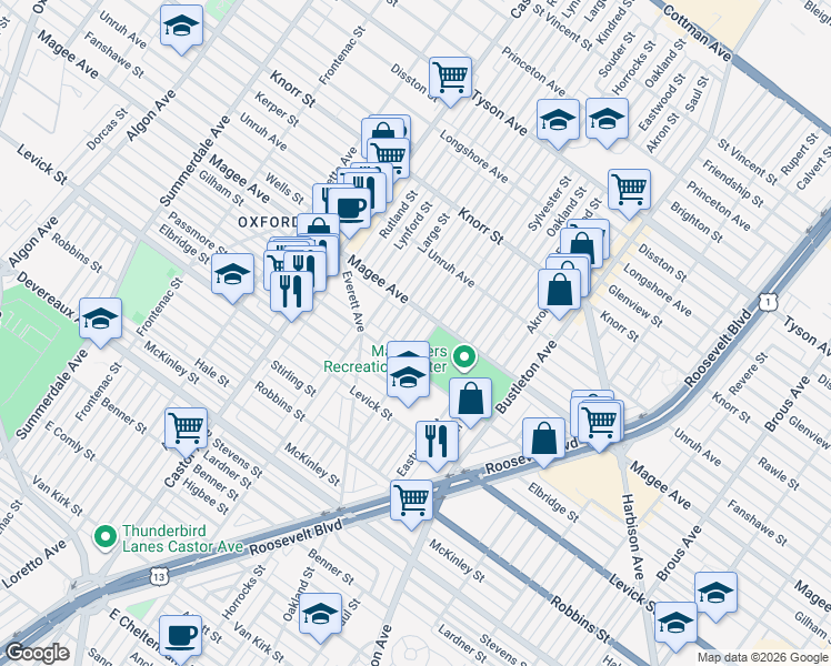 map of restaurants, bars, coffee shops, grocery stores, and more near in Philadelphia