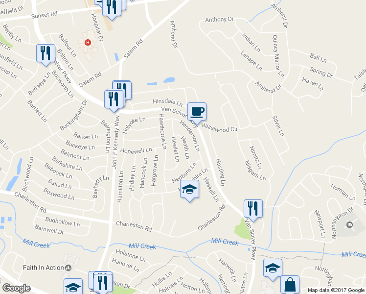 map of restaurants, bars, coffee shops, grocery stores, and more near 25 Heath Lane in Willingboro
