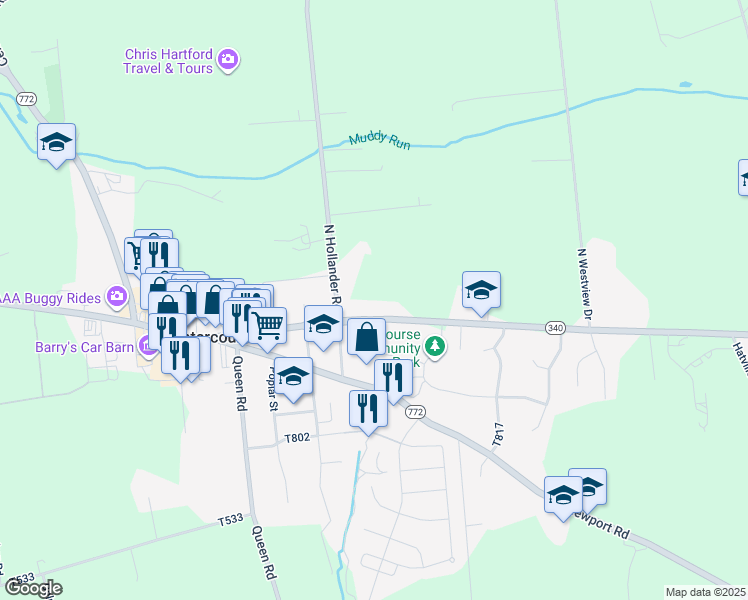 map of restaurants, bars, coffee shops, grocery stores, and more near 3707 Old Philadelphia Pike in Gordonville