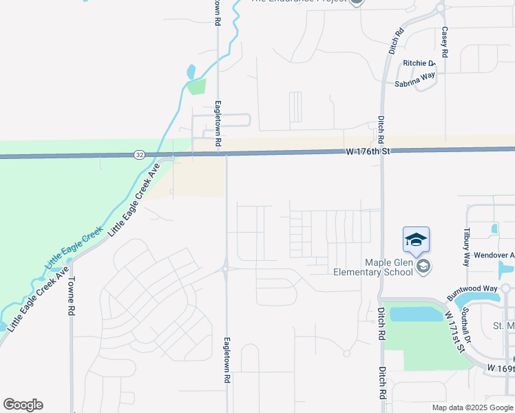 map of restaurants, bars, coffee shops, grocery stores, and more near 17406 Eagletown Road in Westfield