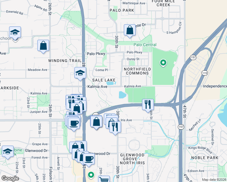map of restaurants, bars, coffee shops, grocery stores, and more near 2954 Kalmia Avenue in Boulder