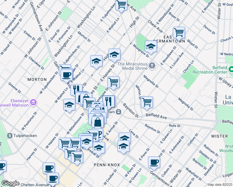 map of restaurants, bars, coffee shops, grocery stores, and more near 308 East Price Street in Philadelphia