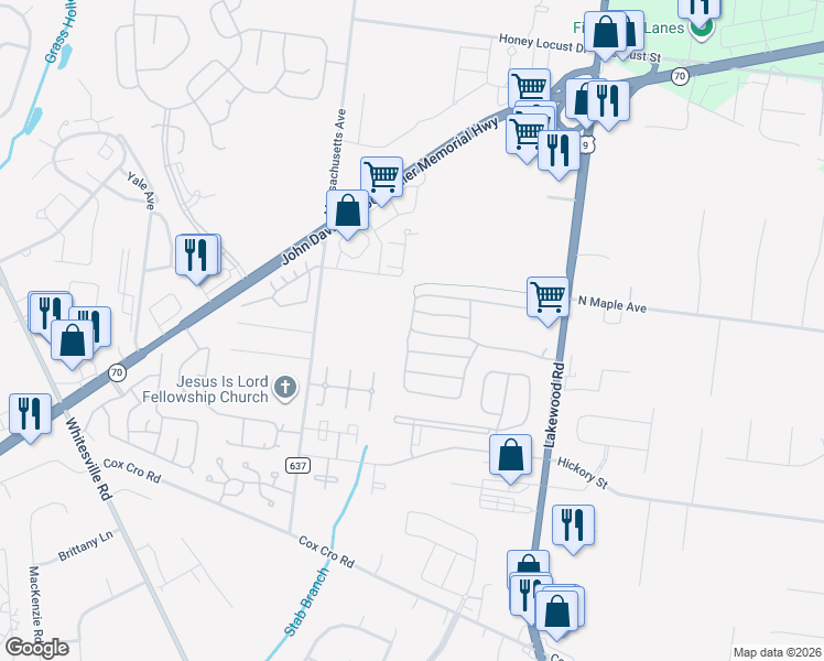 map of restaurants, bars, coffee shops, grocery stores, and more near 58 Roberts Road in Toms River