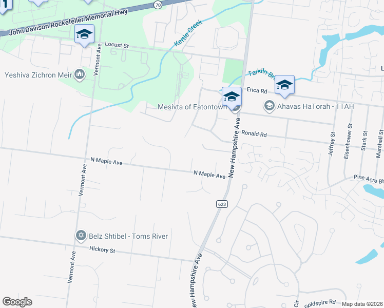map of restaurants, bars, coffee shops, grocery stores, and more near 2310 Autumn Drive in Toms River