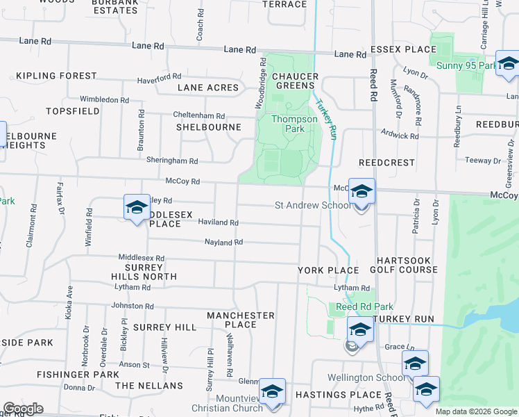 map of restaurants, bars, coffee shops, grocery stores, and more near 2115 Chardon Road in Columbus