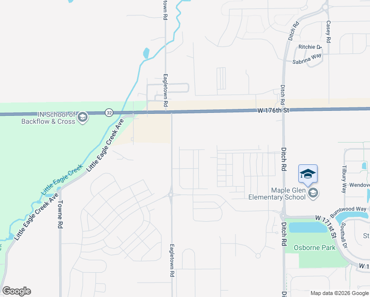 map of restaurants, bars, coffee shops, grocery stores, and more near 17406 Eagletown Road in Westfield