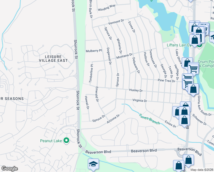 map of restaurants, bars, coffee shops, grocery stores, and more near 312 Huxley Drive in Brick Township