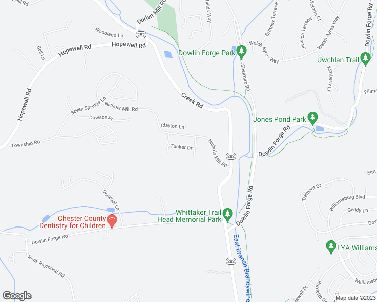 map of restaurants, bars, coffee shops, grocery stores, and more near 72 Tucker Drive in Downingtown