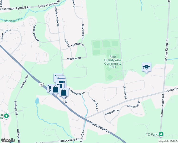 map of restaurants, bars, coffee shops, grocery stores, and more near 12 Quail Hill Lane in Downingtown
